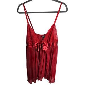 Victoria's Secret Lingerie Babydoll Lingerie Nightgown Women XL Red Lace Satin